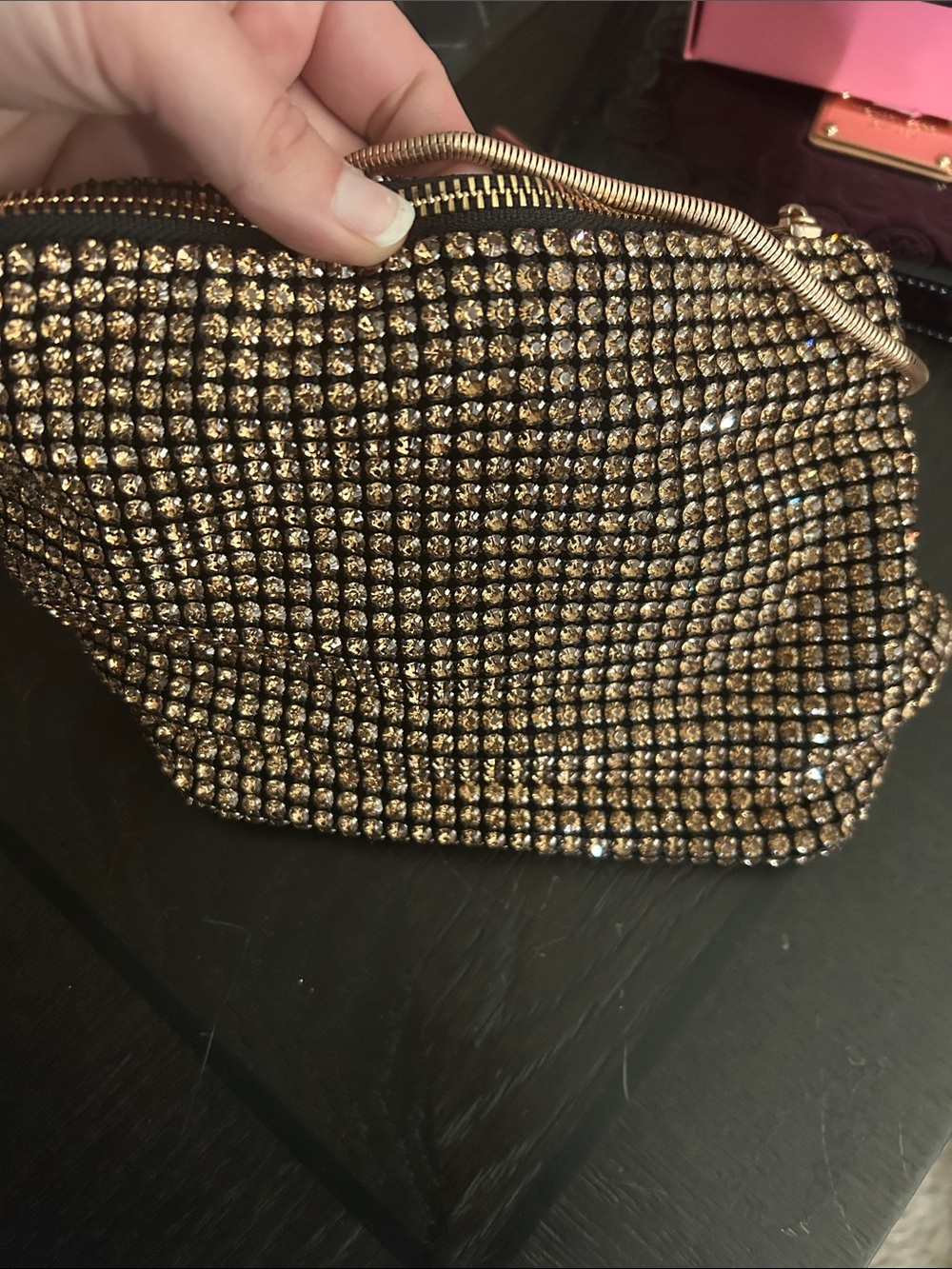 REISS Leah Crystal Bracelet Pouch Bag in Gold - Picture 4 of 12